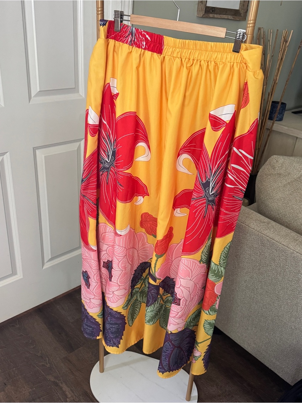 Women's Yellow Floral Maxi Skirt - Picture 3 of 5